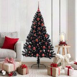vidaXL Pom de Crăciun artificial pre-iluminat Negru 150 cm PVC 3397128