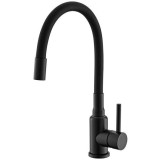 Baterie bucatarie Alveus Flexa, pipa flexibila, cartus ceramic, Negru mat