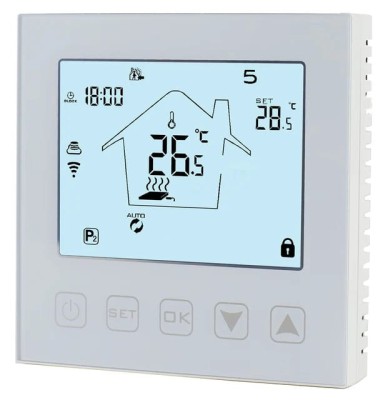 Termostat cu fir HY-WHITE pentru centrala termica pe gaz controlat prin Wifi si Internet compatibil Alexa Google Home foto