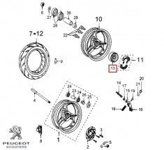Butuc roata spate original Peugeot Elyseo (99-00) 4T LC 125cc foto