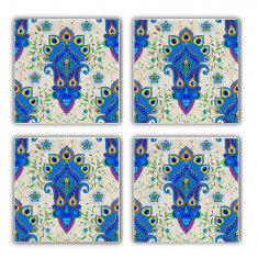 Set suporturi de pahare, Taylor, 366TYR1115, Piatra, 10 x 10 x 1 cm, 4 piese, Multicolor
