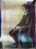 Melancolia, guasa, format mare 70x100 cm, Portrete, Realism