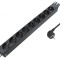 Prelungitor cu 9 prize, 250VAC, 16A, negru