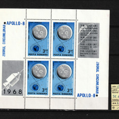 Timbre Romania, 1969| Misiunea Apollo 8 - Cosmos | Bloc M/S - MNH | aph