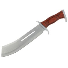 Maceta de vanatoare IdeallStore&reg;, Last Blood, 40 cm, otel inoxidabil, maro, teaca piele inclusa