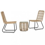 Gossi set mobilier de bistro, 3 piese, stejar, poliratan