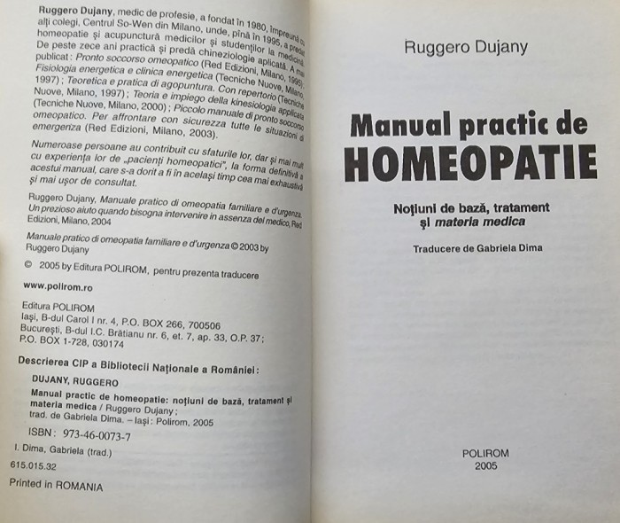 Manual practic de homeopatie. Notiuni de baza, tratament si materia medica