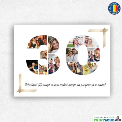 Tablou pe panza canvas cu varsta de 30 ani, poze si text foto