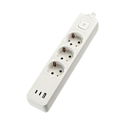 Prelungitor electric 3 prize, 2xUSB C, 1xUSB A, 1.5 m, intrerupator, Gelux foto