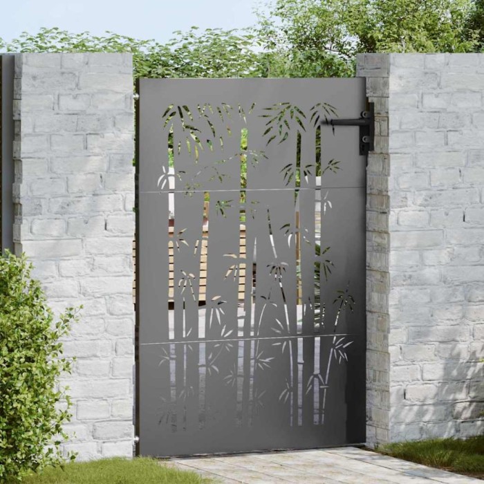 vidaXL Poartă de grădină Negru 105 x 125 cm Oțel vopsit &icirc;n pulbere 42015870