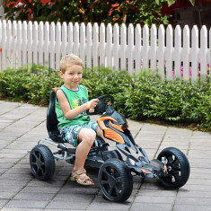 HomCom Go-Kart cu Pedale pentru Copii in Otel,Oranj si Negru| Aosom RO foto