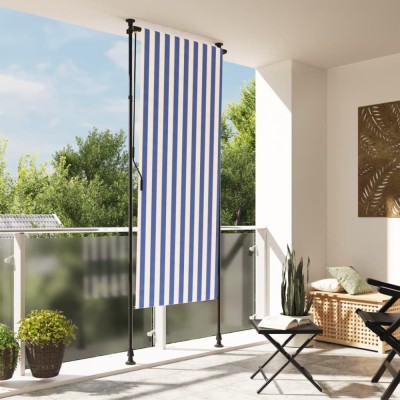 vidaXL Jaluzea rulou de exterior albastru/alb 120x270 cm țesătură/oțel foto