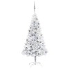VidaXL Brad Crăciun pre-iluminat cu set globuri, argintiu, 150 cm, PET 3077695