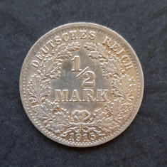 Moneda de argint - 1/2 Mark "Wilhelm II" 1915, litera A - Germania - B 2166