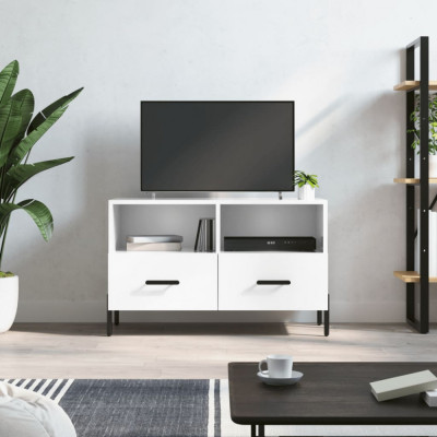 vidaXL Comodă TV, alb extralucios, 80x36x50 cm, lemn prelucrat foto