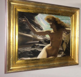 Galerie arta Tablou femeie nud in pestera 69&times;59 cm Pictura cu rama aurie