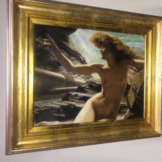 Galerie arta Tablou femeie nud in pestera 69×59 cm Pictura cu rama aurie