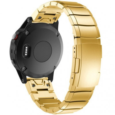 Curea ceas Smartwatch Garmin Fenix 7 / 6 / 5 Plus / 5, 22 mm Otel inoxidabil iUni Gold Link Bracelet foto
