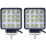Set 2 Proiectoare LED Offroad 48W, 12V-24V Camion, 4800LM, Protectie IP67 Rezistent la Apa, 6000K Alb Rece