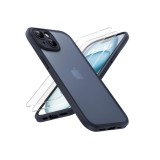 Set TOCOL 2 in 1 pentru iPhone 15, folie de protectie din sticla pentru ecran + Husa de protectie, negru mat - RESIGILAT