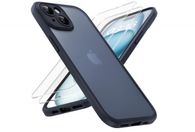 Set TOCOL 2in1 pentru iPhone 15, folie protectie din sticla pentru ecran + Husa protectie, negru - RESIGILAT foto