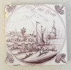 Scena marina placa ceramica de Delft sec 18
