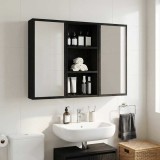 vidaXL Dulap de perete pentru baie Stejar Negru 30 x 16 x 62,5 cm 889336