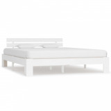 Cadru de pat, alb, 180 x 200 cm, lemn masiv de pin, Cires, Dublu, Cu polite semirotunde, vidaXL