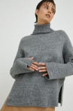 Cumpara ieftin Herskind pulover din amestec de lana femei, culoarea gri, cu guler
