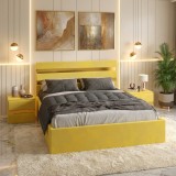 Pat Tapitat Adria Galben Cu Noptiere Tapitate Livrare &icirc;n toată țara