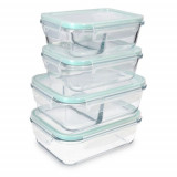 Set de 4 caserole de depozitare a alimentelor din sticla, 1000ml, 600ml, 47684.04.01, Navaris