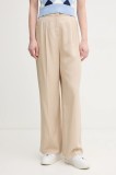 United Colors of Benetton pantaloni femei, culoarea bej, lat, high waist, 4Y09DF08X