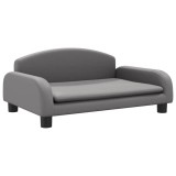 Cumpara ieftin Pat de caini, gri, 70x45x30 cm, piele ecologica