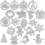 Set 20 globuri decorative din lemn albe pentru brad, Ruhhy