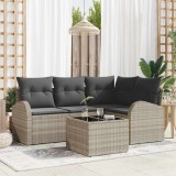 VidaXL Set de canapele pentru grădină 5 pcs Gri deschis Rattan poli