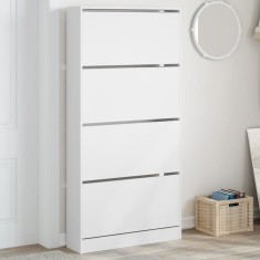vidaXL Dulap de pantofi cu 4 sertare rabatabile, alb, 80x21x163,5 cm
