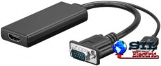 Cablu adaptor VGA+USB - HDMI 0.1m, Goobay foto