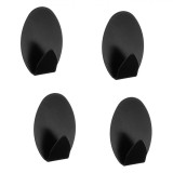 Carlige Autocolante, Ovale, Metal, Set 4 bucăți, Culoare Negru, Dimensiune 3.5x5cm, Oem
