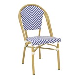 Cumpara ieftin Scaun de gradina Uarmin aluminiu natural textilena albastru si alb 46x57x85 cm