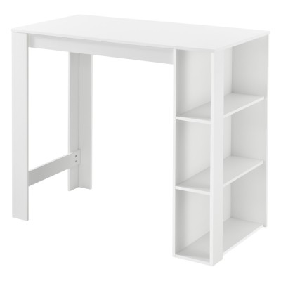 Masa tip Bar Danderyd din PAL Melaminat cu 3 Rafturi, Culoare Alb, Dimensiuni 120x60x105,5 cm foto