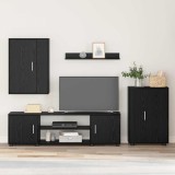 vidaXL Set de 4 piese pentru cabinet TV cu raft Pe perete 4 pcs Stejar negru