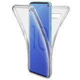 Husa Full TPU 360&deg; (fata + spate) pentru Samsung Galaxy S10, Gri Transparent