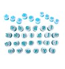 Set decupatoare Alfabet si cifre cu ejector,majuscule minuscule, 36 de piese, pentru cofetarie si patiserie, Alb, 288COF