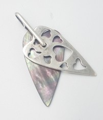 Superb pandantiv vintage din argint si sidef model unicat stilizat inima