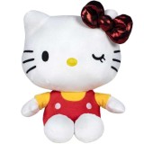 Jucarie de plus, Play by Play, Hello Kitty cu salopeta rosie, Editie Aniversara, 22 cm