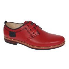 Pantofi barbati casual din piele naturala - Rosu 501RN Marimea 39