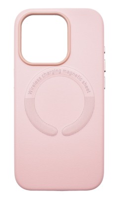 Husa din piele ecologica compatibila MagSafe pentru Apple iPhone 15 Pro, Roz Pal foto