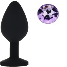 Dop Anal Silicone Buttplug, Small, Negru/Mov Deschis, Guilty Toys
