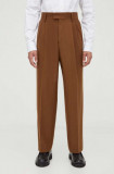 Cumpara ieftin Tiger Of Sweden pantaloni de lana culoarea maro, drept
