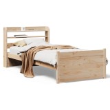 Cumpara ieftin Cadru de pat cu tablie, 75x190 cm, lemn masiv de pin